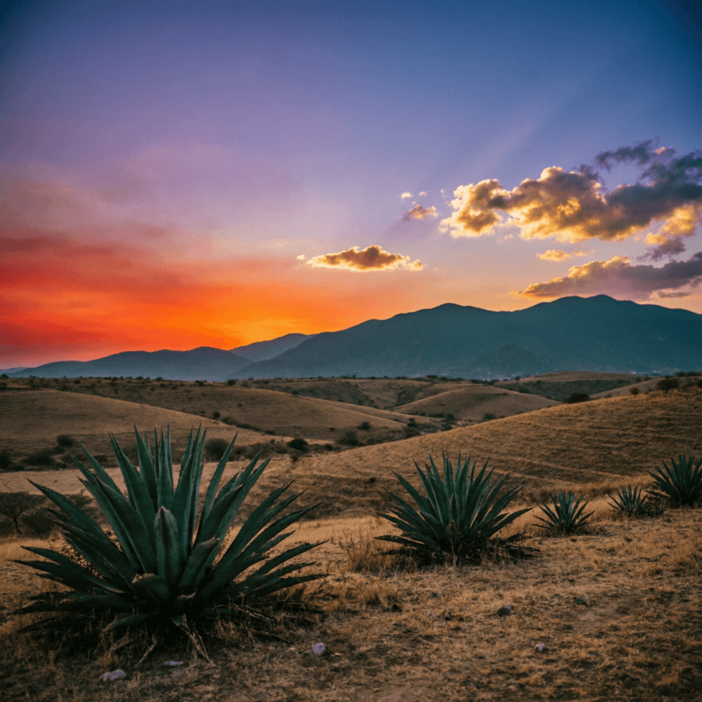 Horizonte zacatecano con agaves al atardecer